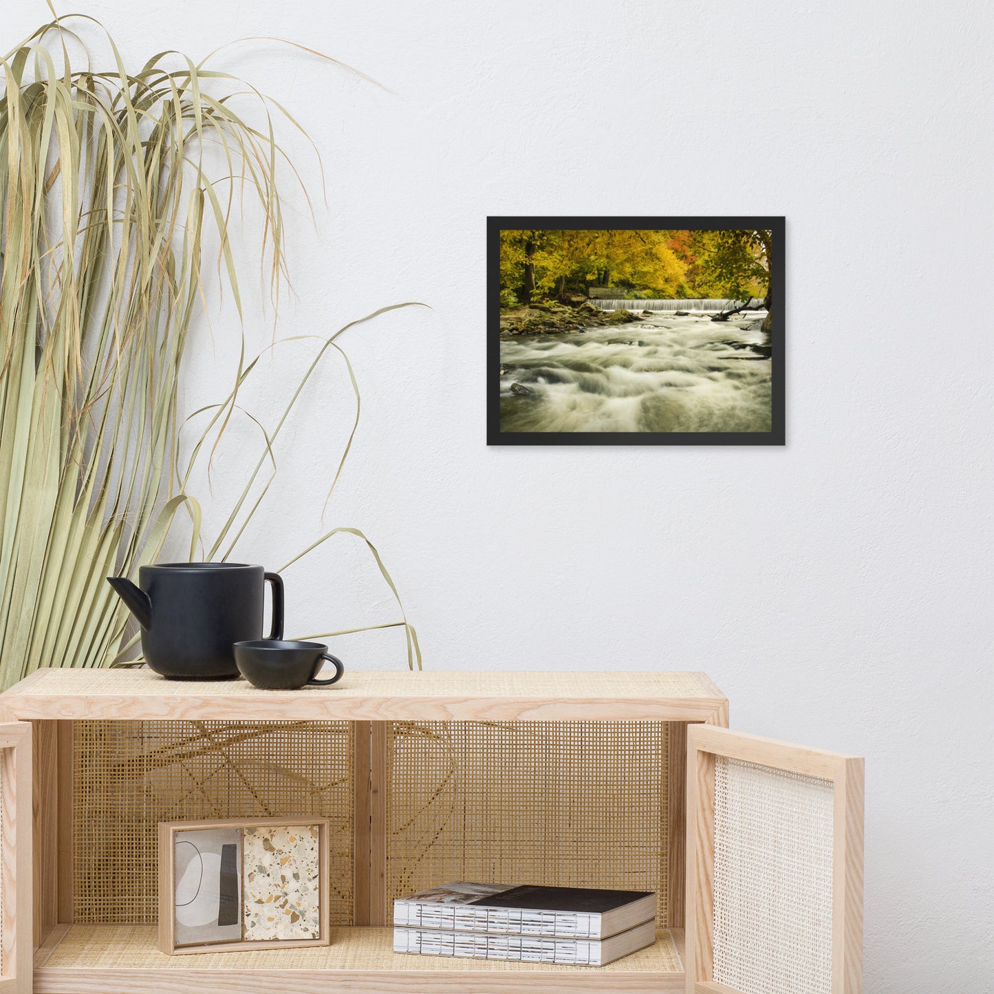 Waterfalls in the Autumn Foliage Landscape Framed Photo Paper Wall Art Prints