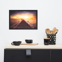 Surreal Wooden Pier at Sunset Framed Wall Art Print