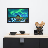 Winter Mountain Northern Lights Framed Wall Art Print