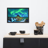 Winter Mountain Northern Lights Framed Wall Art Print