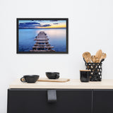 Old Weathered Lake Pier at Sunset Framed Wall Art Print
