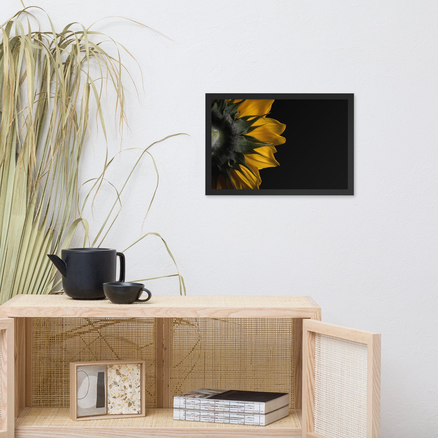 Backside of Sunflower Minimal Floral Nature Photo Framed Wall Art Print