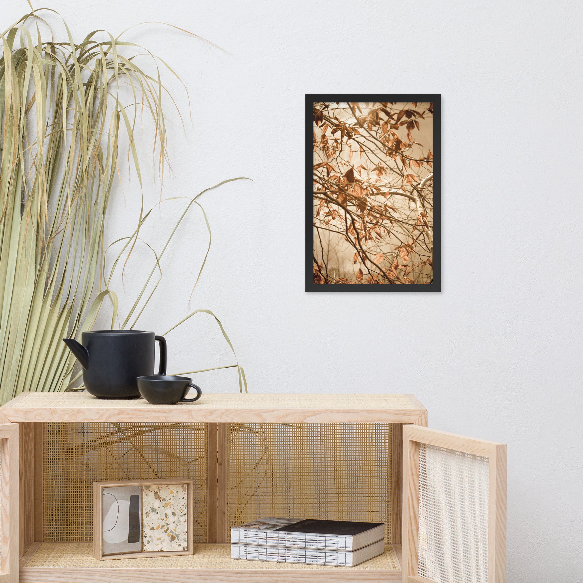 Hallway Art Prints: Aged Winter Leaves Botanical / Nature Photo Framed Wall Art Print - Artwork - Farmhouse Style Wall Decor