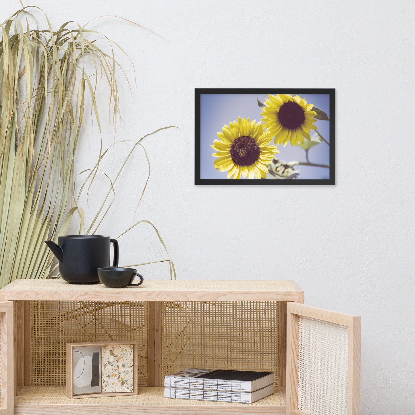 Vintage Flower Prints Framed: Aged Sunflowers Against Sky Abstract / Minimal / Rustic / Country / Farmhouse Style / Floral / Botanical / Nature Photo Framed Wall Art Print - Artwork - Wall Decor - Home Decor