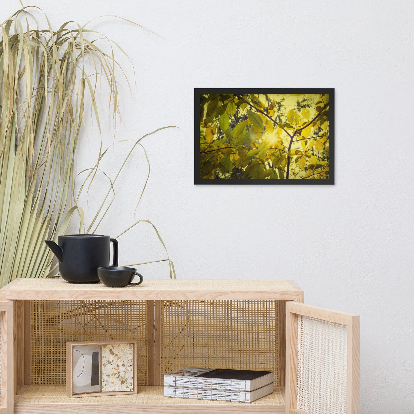 Rustic Hallway Wall Decor: Aged Golden Leaves Abstract / Country Farmhouse Style / Botanical / Nature Photo Framed Wall Art Print - Artwork - Home Decor
