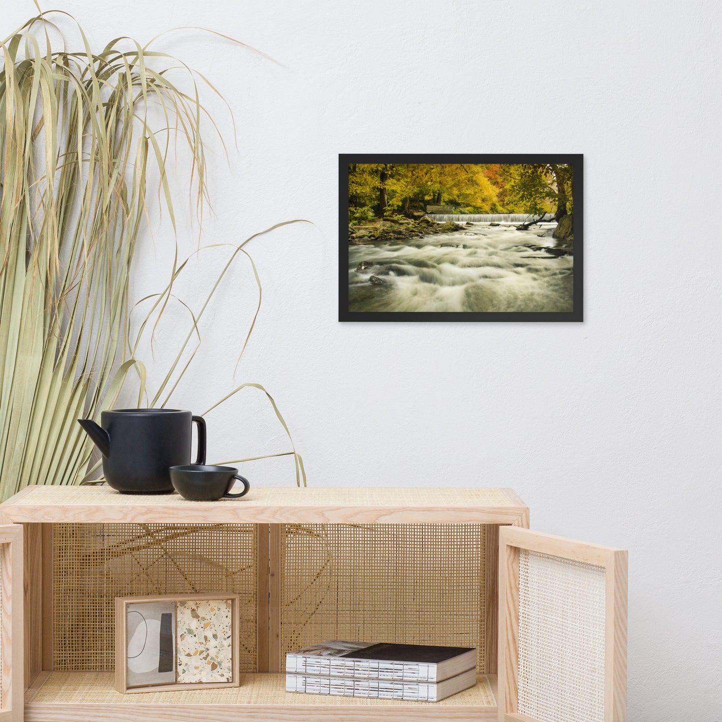 Waterfalls in the Autumn Foliage Landscape Framed Photo Paper Wall Art Prints