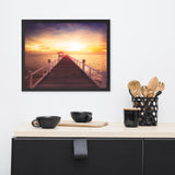 Surreal Wooden Pier at Sunset Framed Wall Art Print