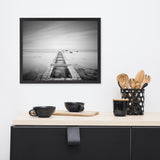 Moody Ocean and Sky Wooden Pier Black and White Framed Wall Art Prints