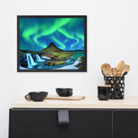 Winter Mountain Northern Lights Framed Wall Art Print