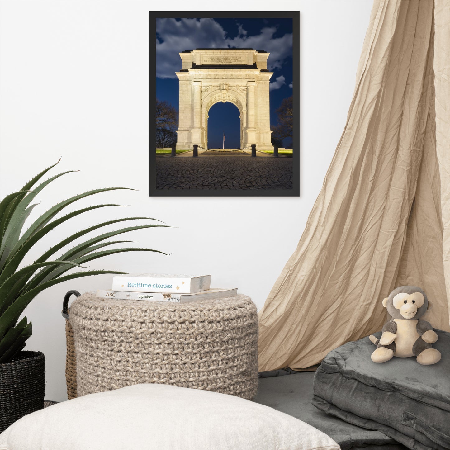 Night Photo At Valley Forge Arch Urban Landscape Photo Framed Wall Art Print