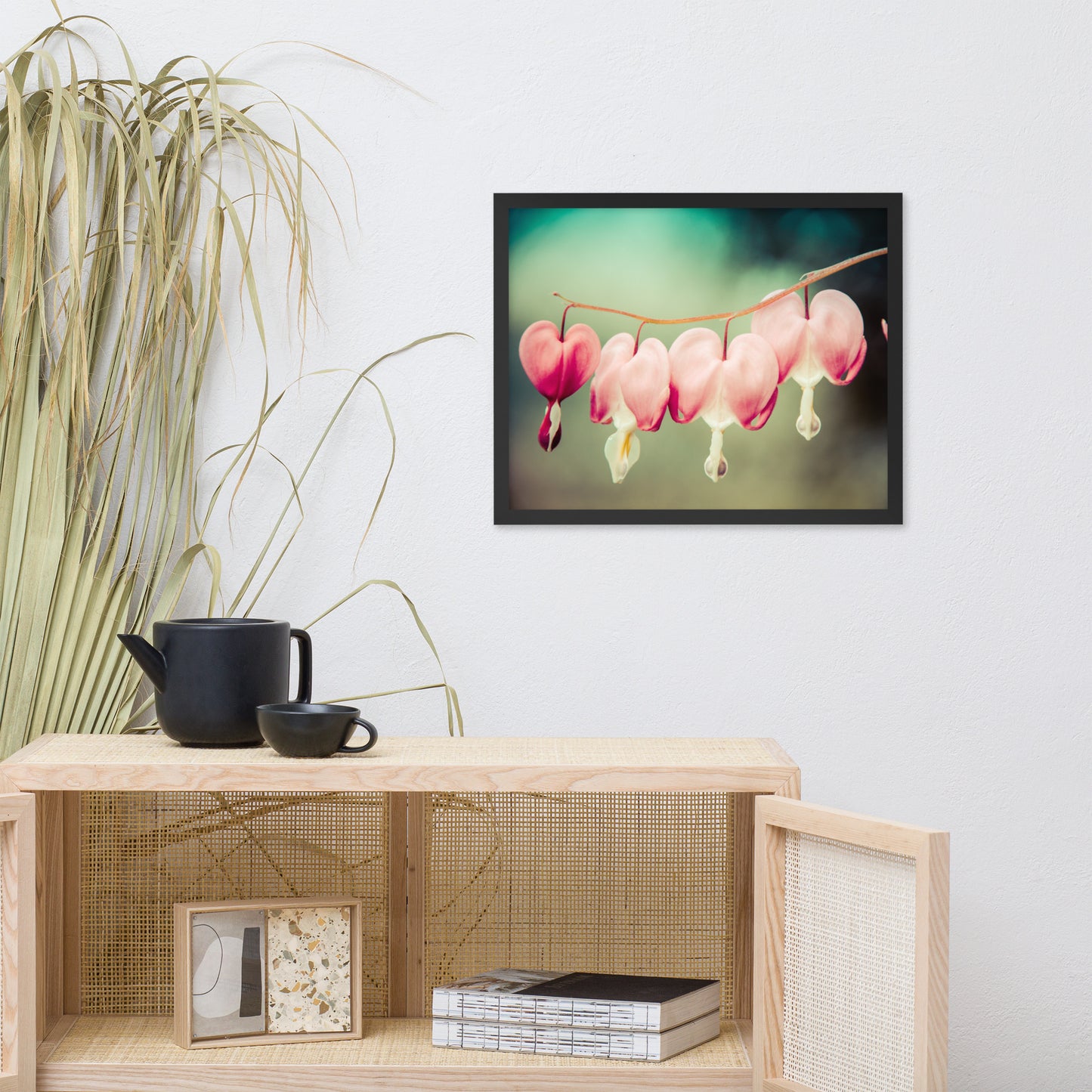 Be Still My Bleeding Heart Colorized Floral Nature Photo Framed Wall Art Print