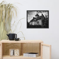 Cedar Point Lighthouse in Black and White Framed Photo Paper Wall Art Prints