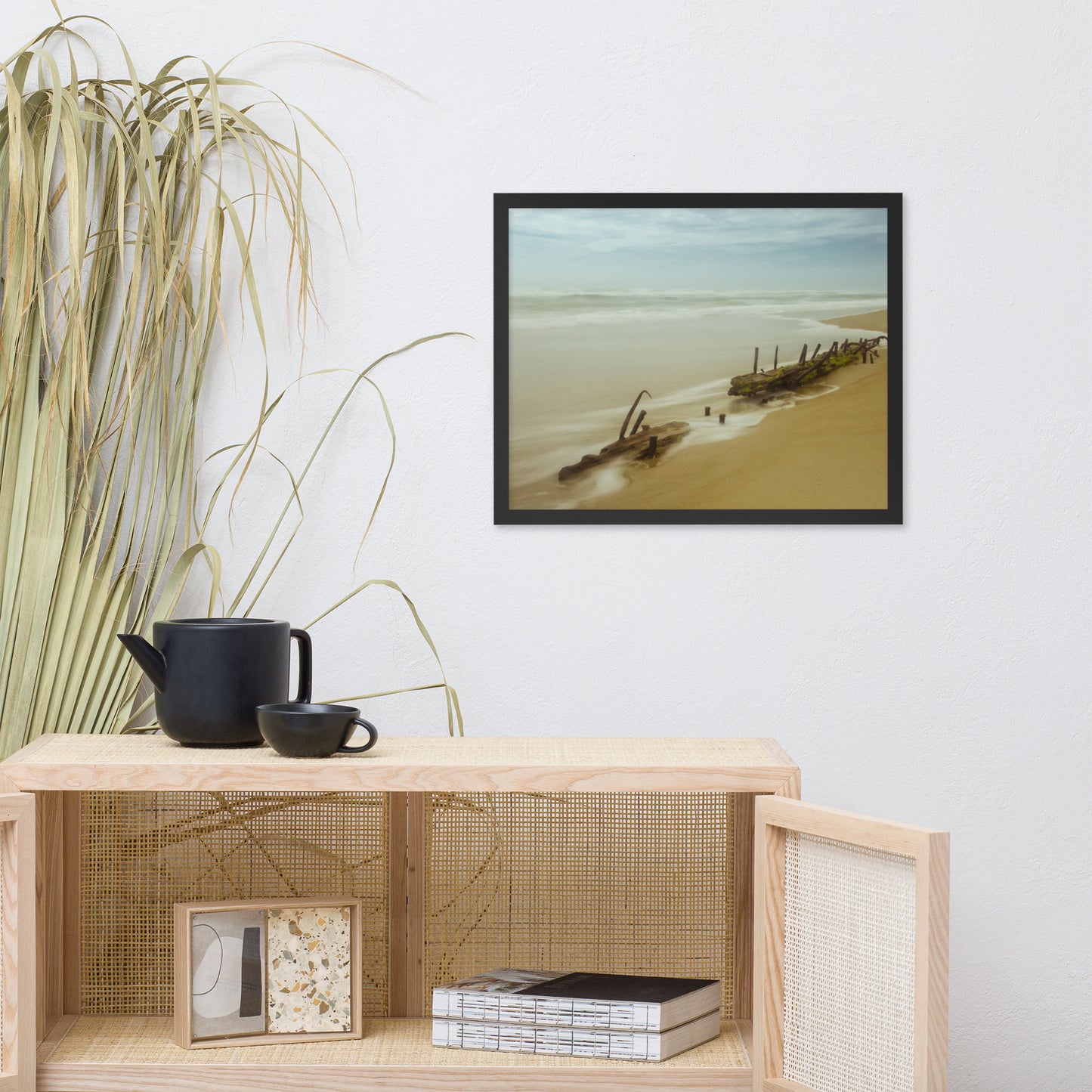 Misty Shipwreck Coastal Landscape Framed Photo Paper Wall Art Prints