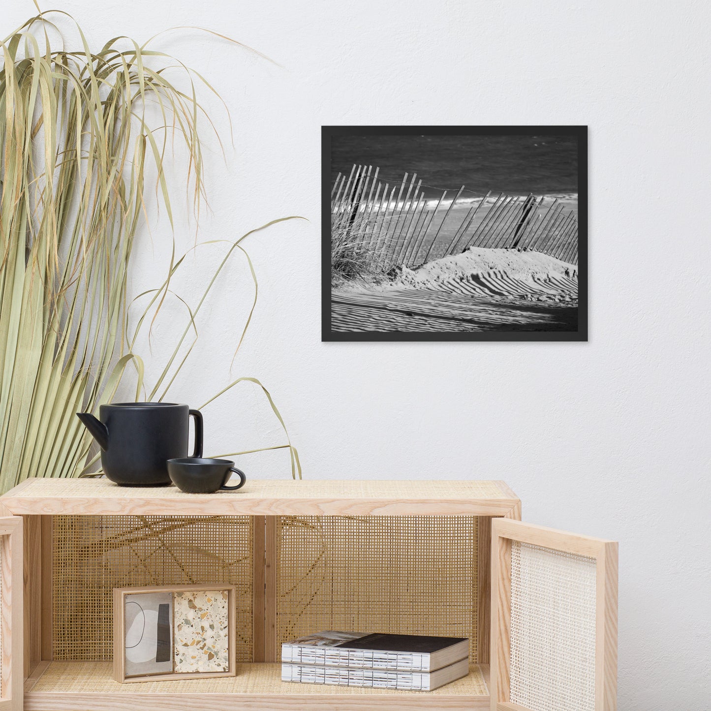 Sandy Beach Fence at the Shore Landscape Framed Photo Paper Wall Art Prints