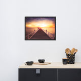 Surreal Wooden Pier at Sunset Framed Wall Art Print