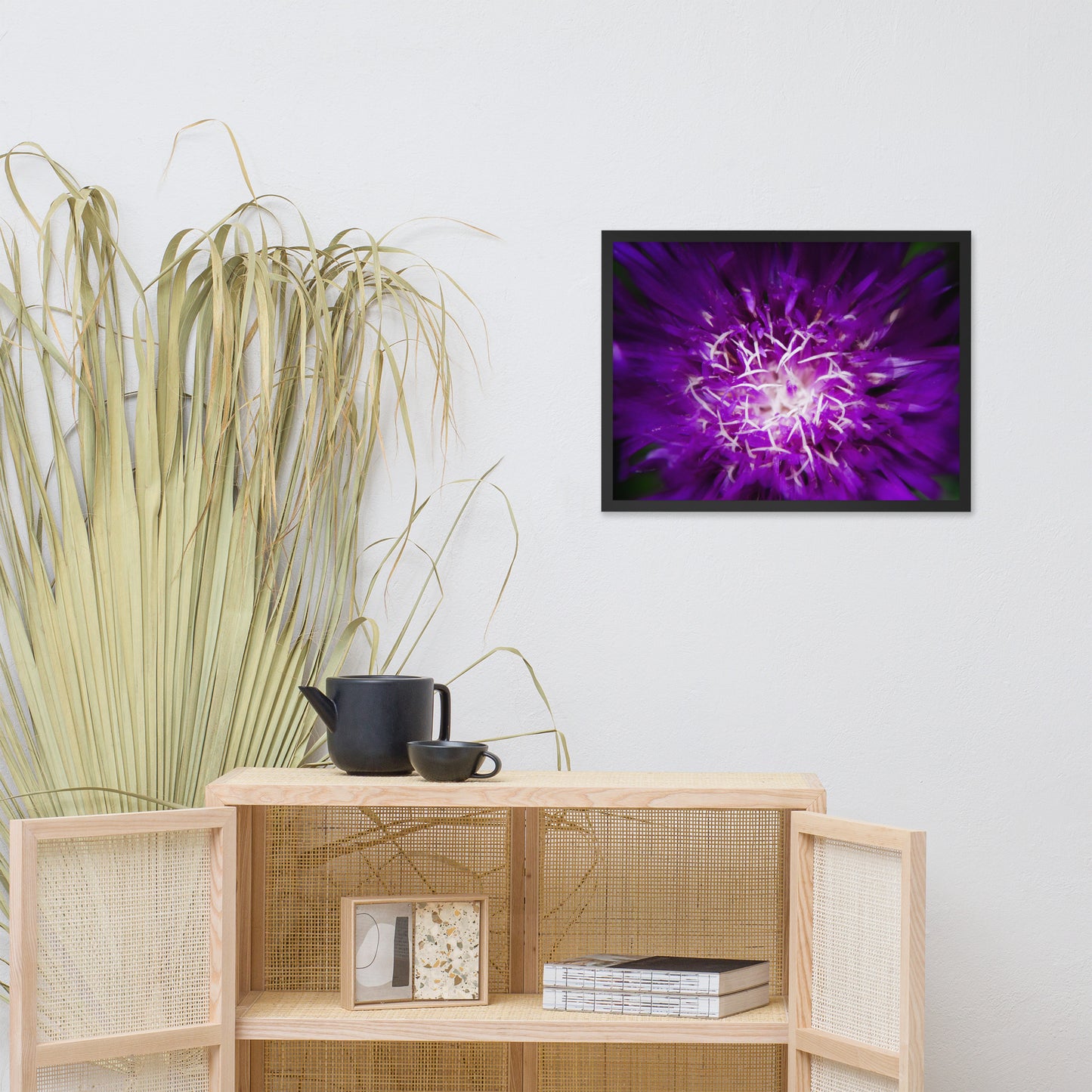 Modern Living Room Art Decor: Purple Abstract Flower - Botanical / Floral / Flora / Flowers / Nature Photograph Framed Wall Art Print - Artwork - Wall Decor