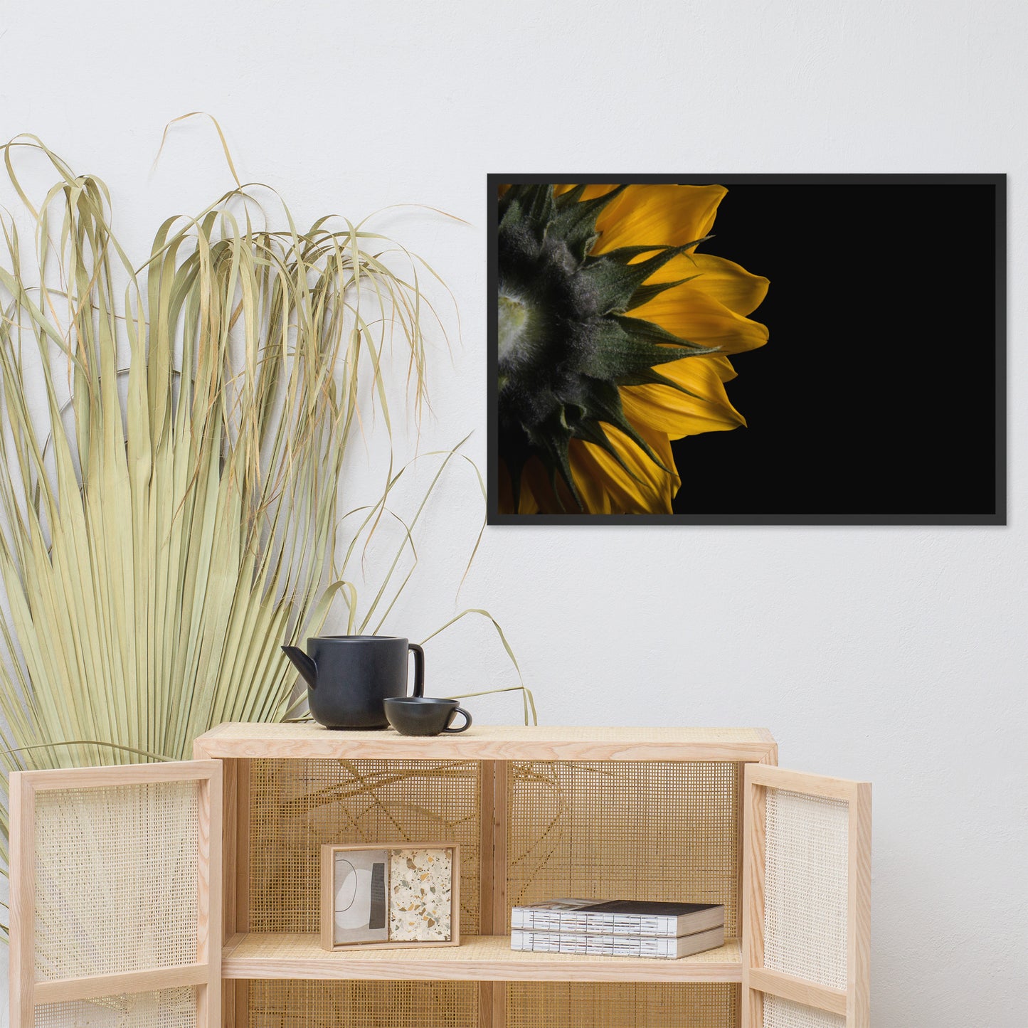 Backside of Sunflower Minimal Floral Nature Photo Framed Wall Art Print