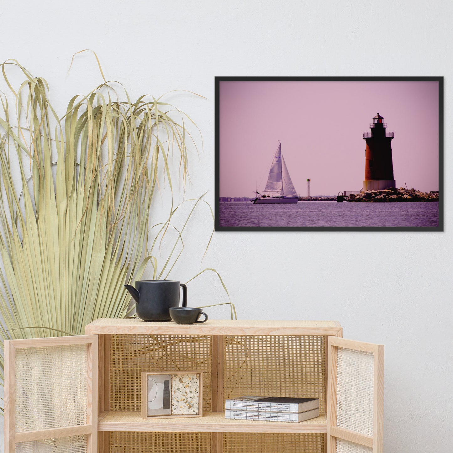 Sailing in the Bay Beach Coastal Landscape Framed Photo Paper Wall Art Prints