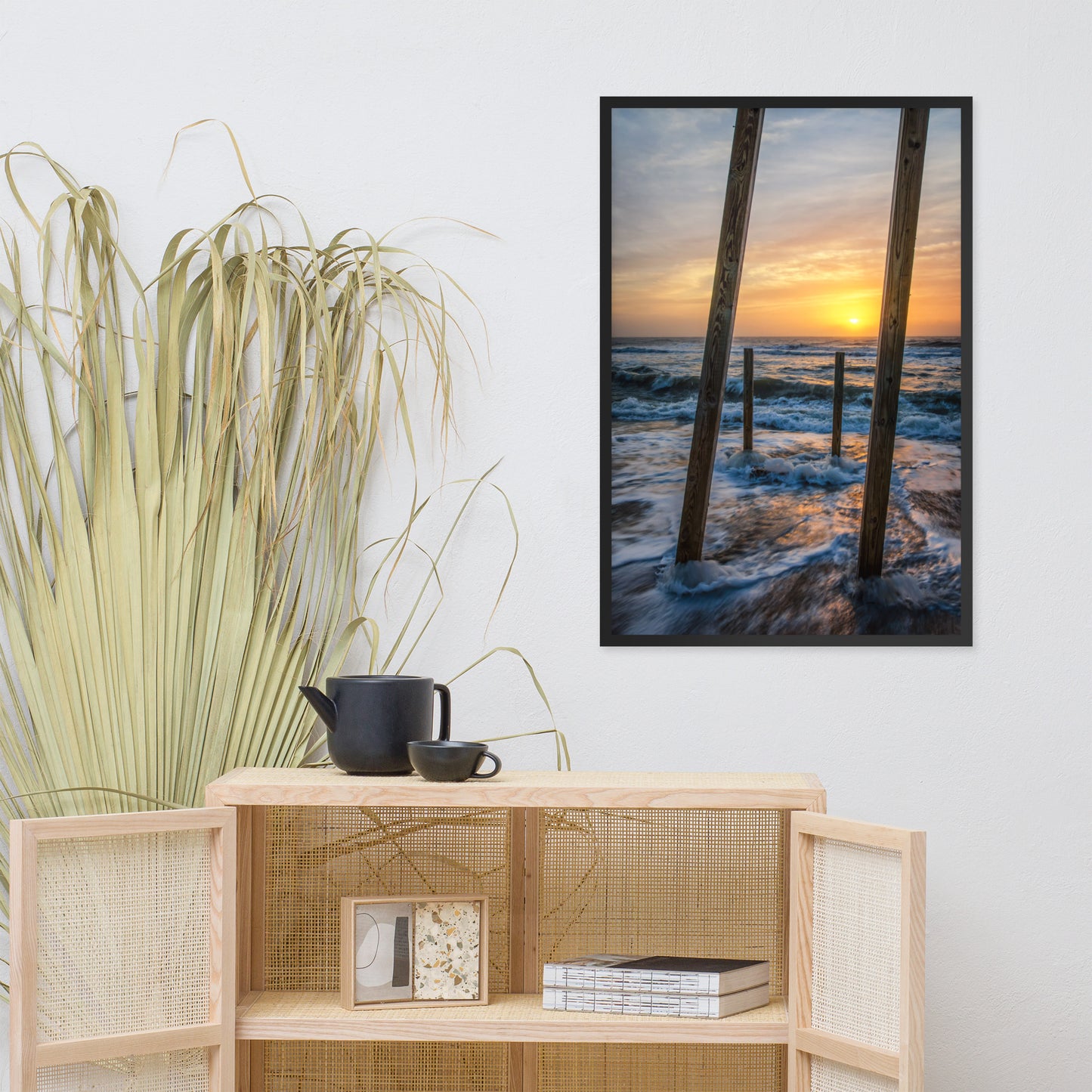 Sunrise Between the Pillars Coastal Landscape Framed Photo Paper Wall Art Prints