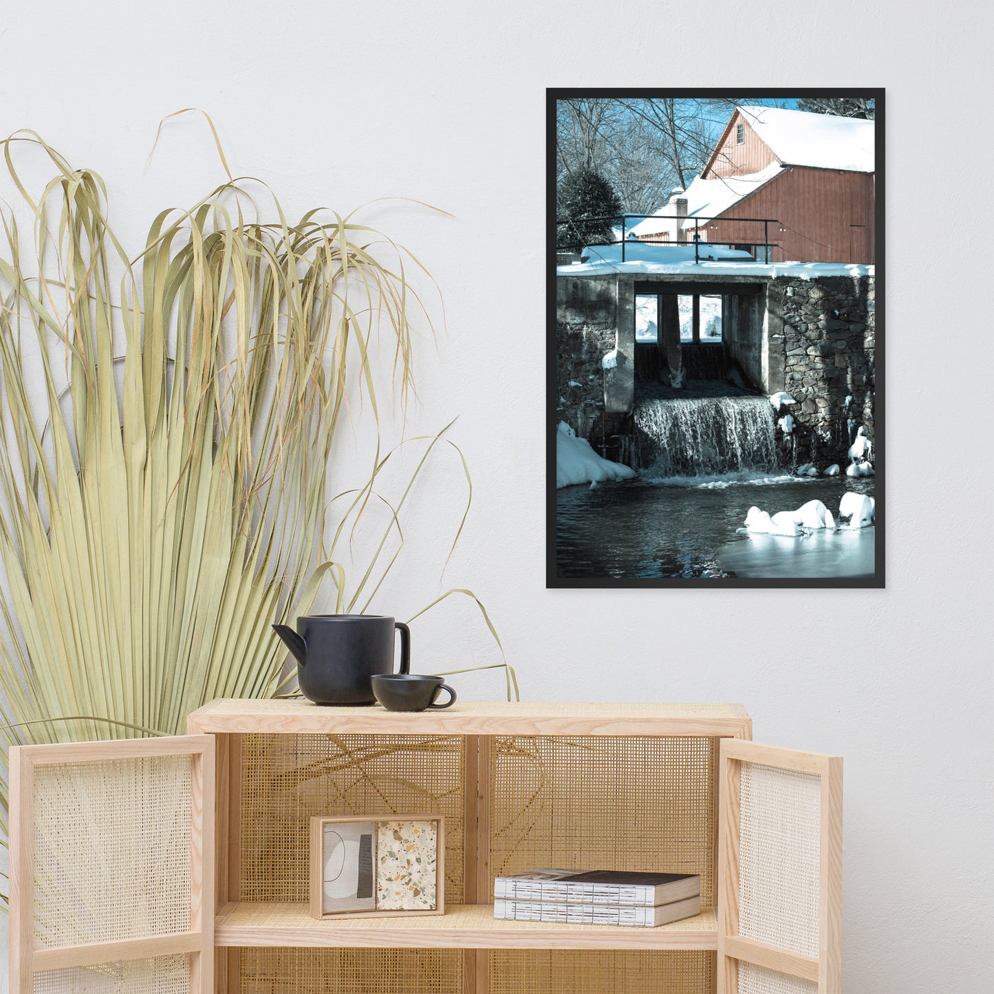 Winter Mill Rural Landscape Framed Photo Paper Wall Art Prints