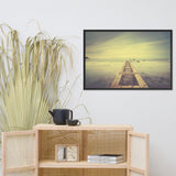 Moody Ocean and Sky Wooden Pier With Intrigued Trance Effects Framed Wall Art Prints