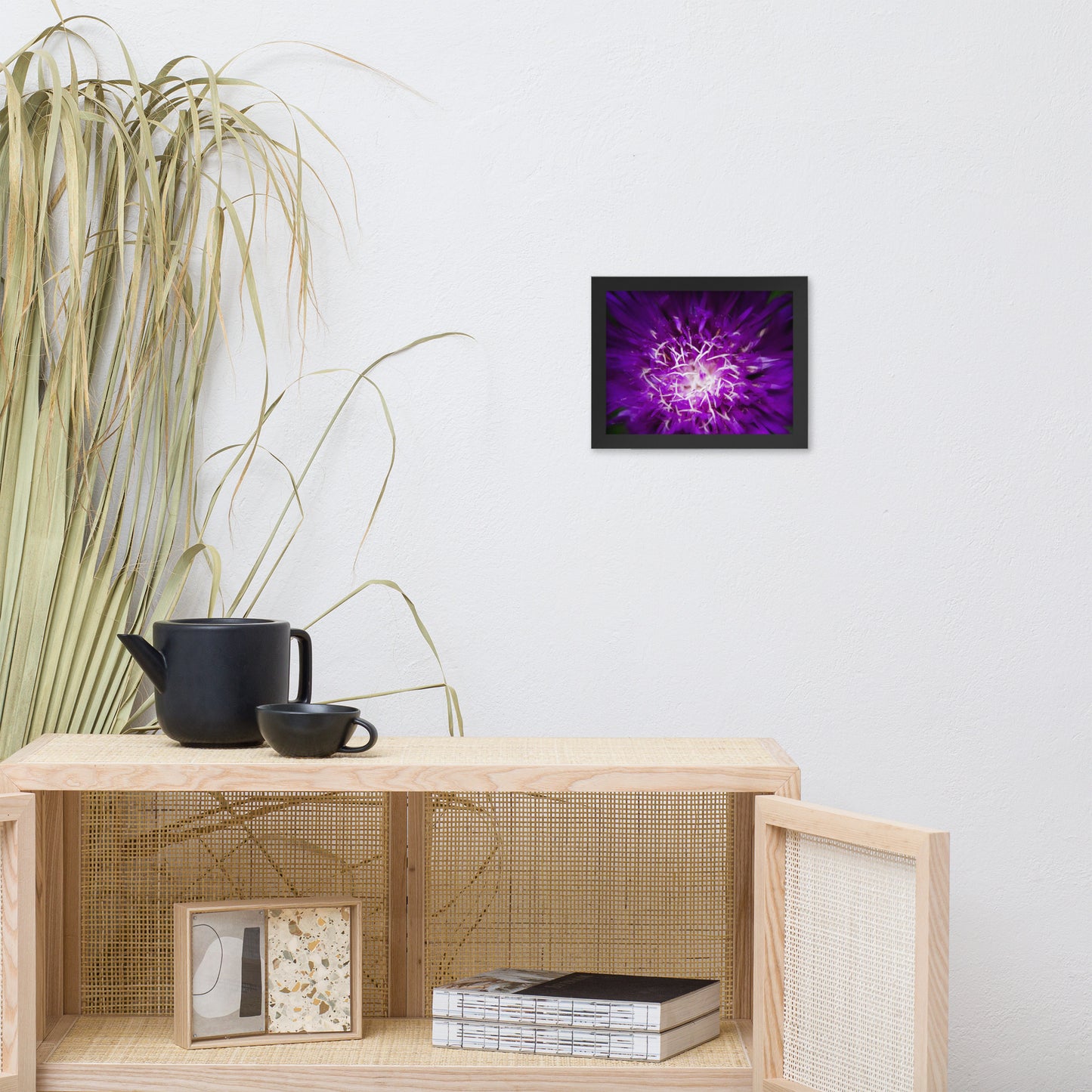 Minimalist Living Room Wall Decor: Purple Abstract Flower - Botanical / Floral / Flora / Flowers / Nature Photograph Framed Wall Art Print - Artwork - Wall Decor