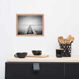 Moody Ocean and Sky Wooden Pier Black and White Framed Wall Art Prints