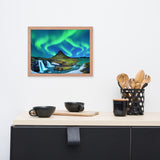Winter Mountain Northern Lights Framed Wall Art Print