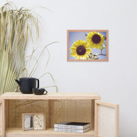 Aged Sunflowers Against Sky Floral Nature Photo Framed Wall Art Print