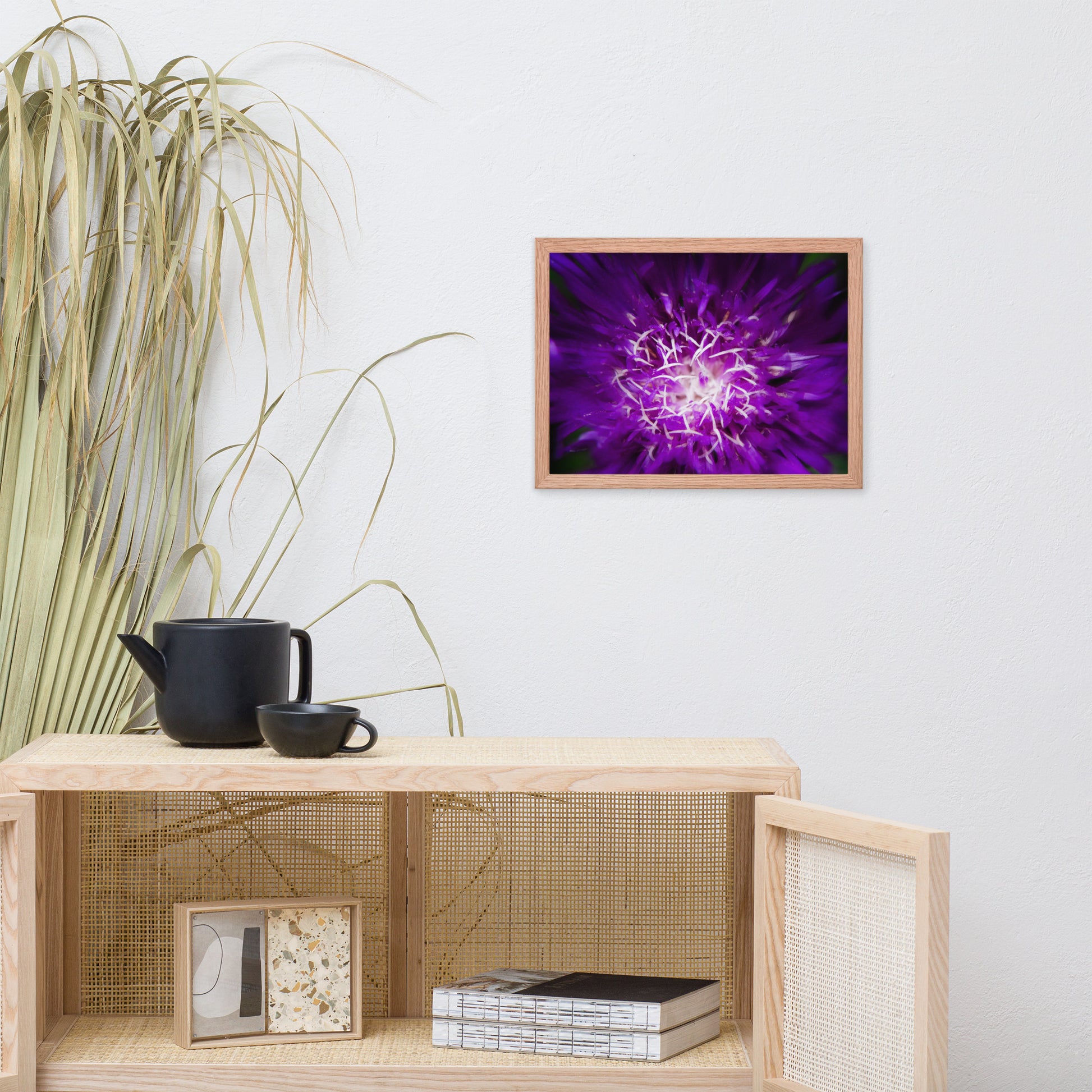 Modern Wall Frames For Living Room: Purple Abstract Flower - Botanical / Floral / Flora / Flowers / Nature Photograph Framed Wall Art Print - Artwork - Wall Decor