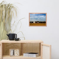 Red Barn in Golden Field Rural Landscape Framed Photo Paper Wall Art Prints