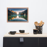 Sunrise Misty Mountain Lake Lively Color Effect Framed Wall Art Print