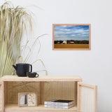 Red Barn in Golden Field Rural Landscape Framed Photo Paper Wall Art Prints