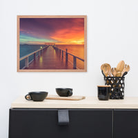 Surreal Wooden Pier At Sunset with Intrigued Effect Framed Wall Art Prints