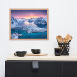 Reine at Winter Sunset Icy Mountain Framed Wall Art Print