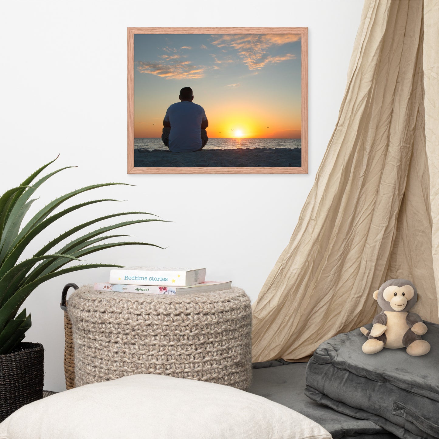 Reflections of The Day Coastal Sunset Landscape Photo Framed Wall Art Print