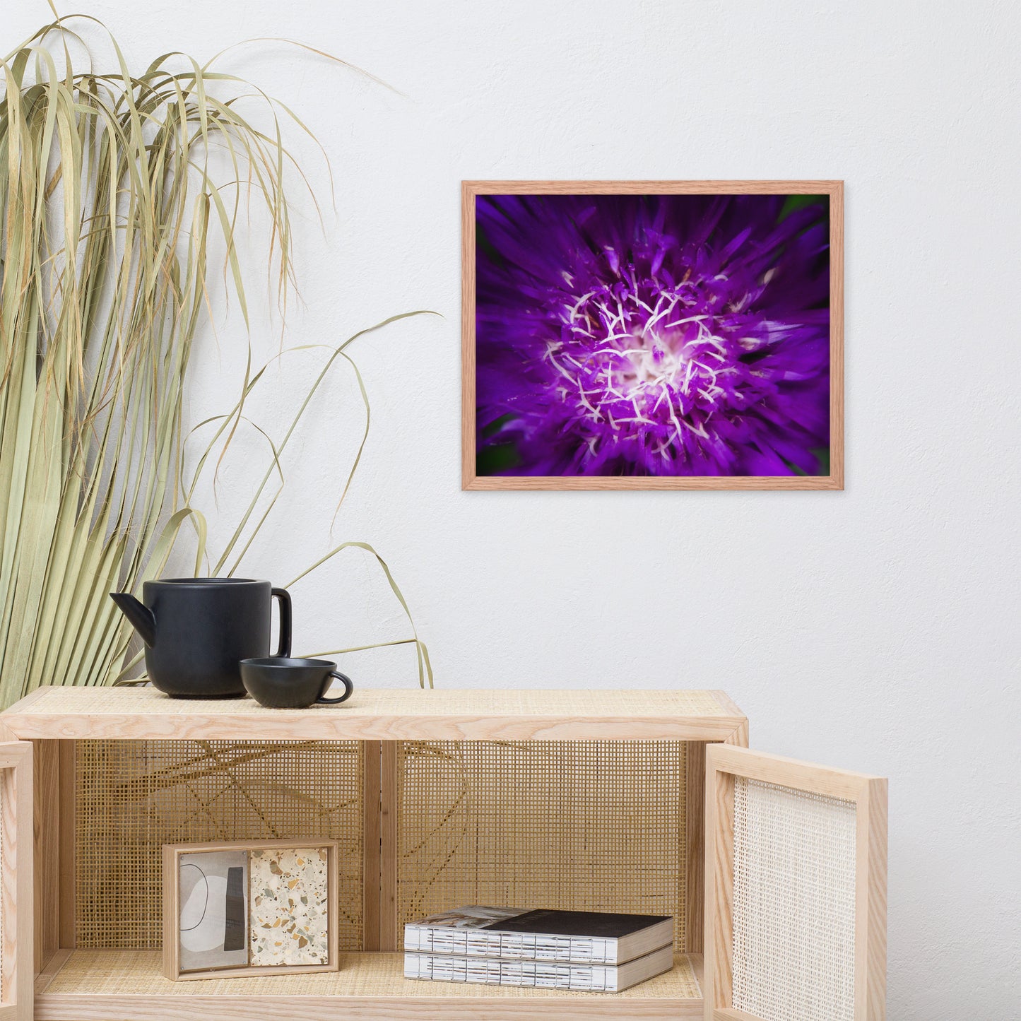 Colorful Wall Decor For Living Room: Purple Abstract Flower - Botanical / Floral / Flora / Flowers / Nature Photograph Framed Wall Art Print - Artwork - Wall Decor
