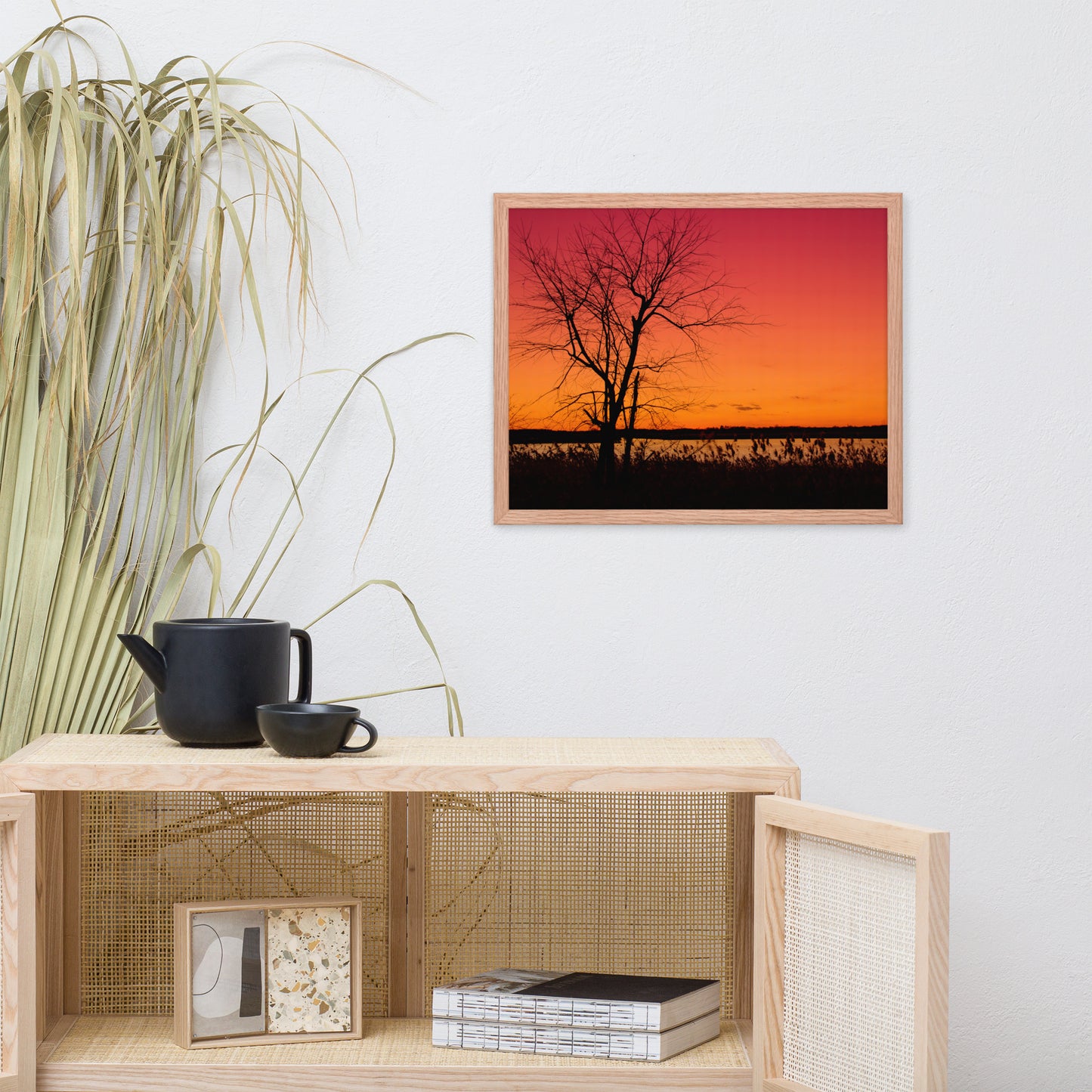 Burning Skies Rural Landscape Framed Photo Paper Wall Art Print
