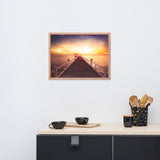 Surreal Wooden Pier at Sunset Framed Wall Art Print