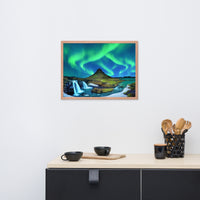 Winter Mountain Northern Lights Framed Wall Art Print