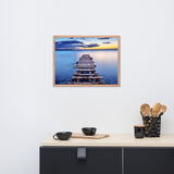 Old Weathered Lake Pier at Sunset Framed Wall Art Print