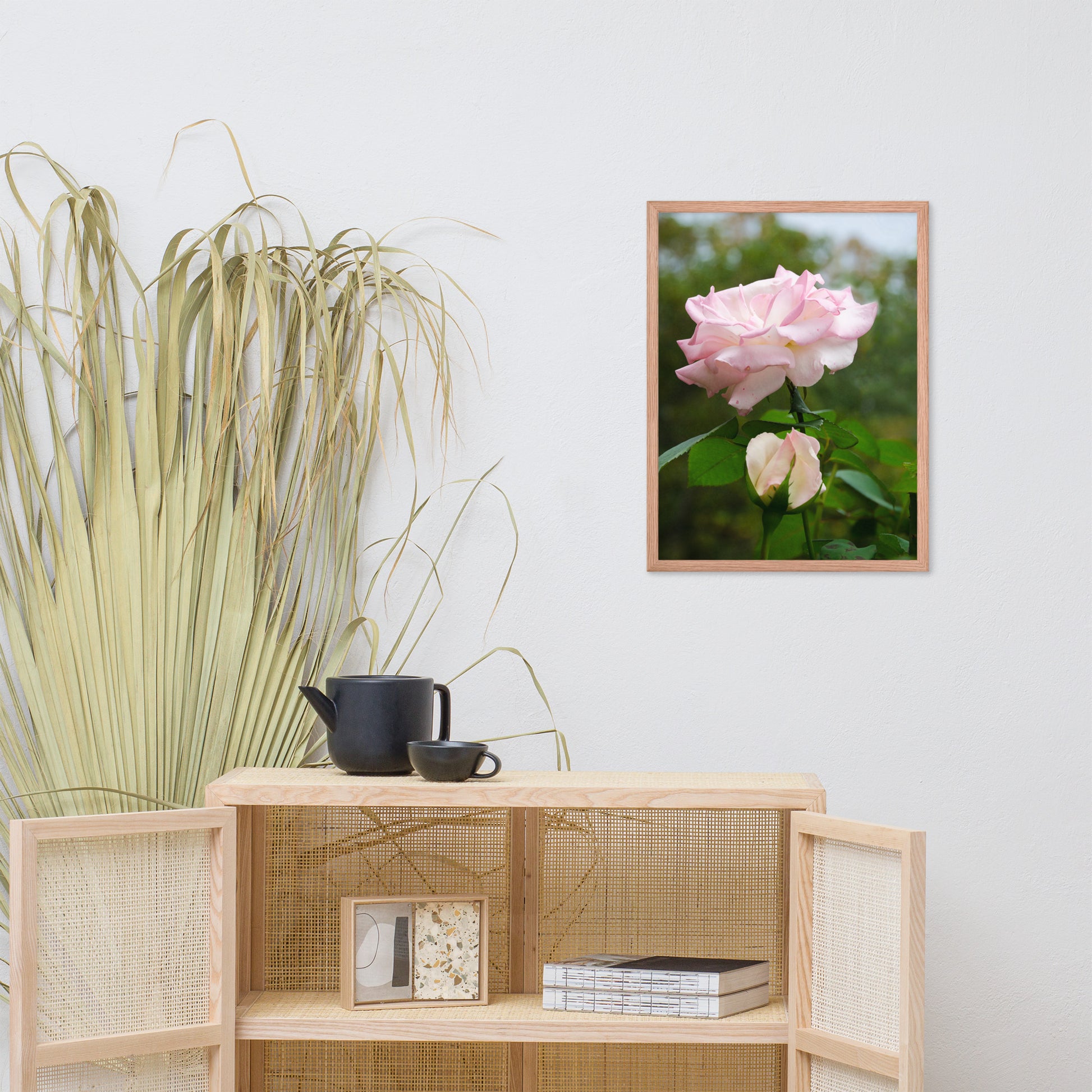 Framed Prints Flowers: Admiration - Pink Rose Floral / Botanical / Nature Photo Framed Wall Art Print - Artwork - Wall Decor - Home Decor