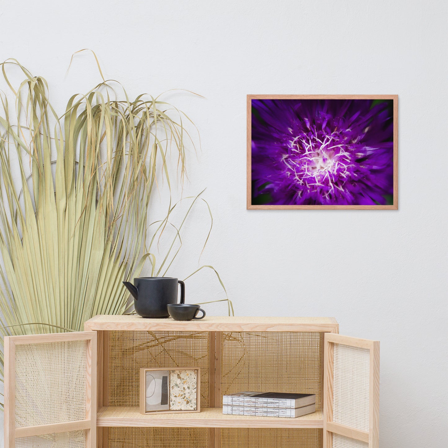 Colourful Prints For Living Room: Purple Abstract Flower - Botanical / Floral / Flora / Flowers / Nature Photograph Framed Wall Art Print - Artwork - Wall Decor