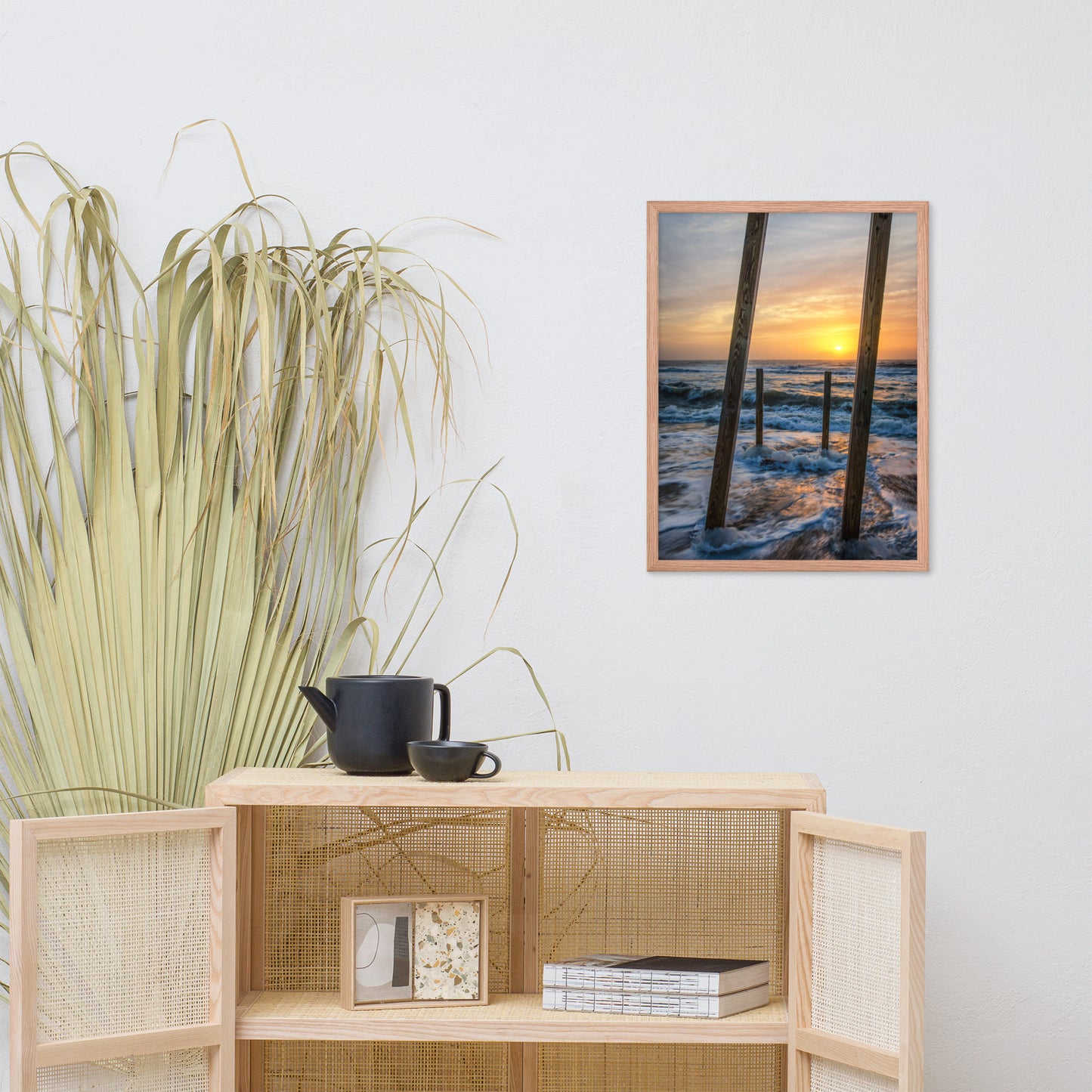 Sunrise Between the Pillars Coastal Landscape Framed Photo Paper Wall Art Prints