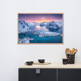 Reine at Winter Sunset Icy Mountain Framed Wall Art Print