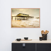 Abandoned Frisco Fishing Pier Coastal Landscape Photo Framed Wall Art Prints