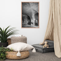 Fort Clinch Bunker Room Black and White Architecture Photograph Framed Wall Art Print