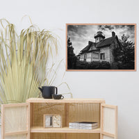 Cedar Point Lighthouse in Black and White Framed Photo Paper Wall Art Prints