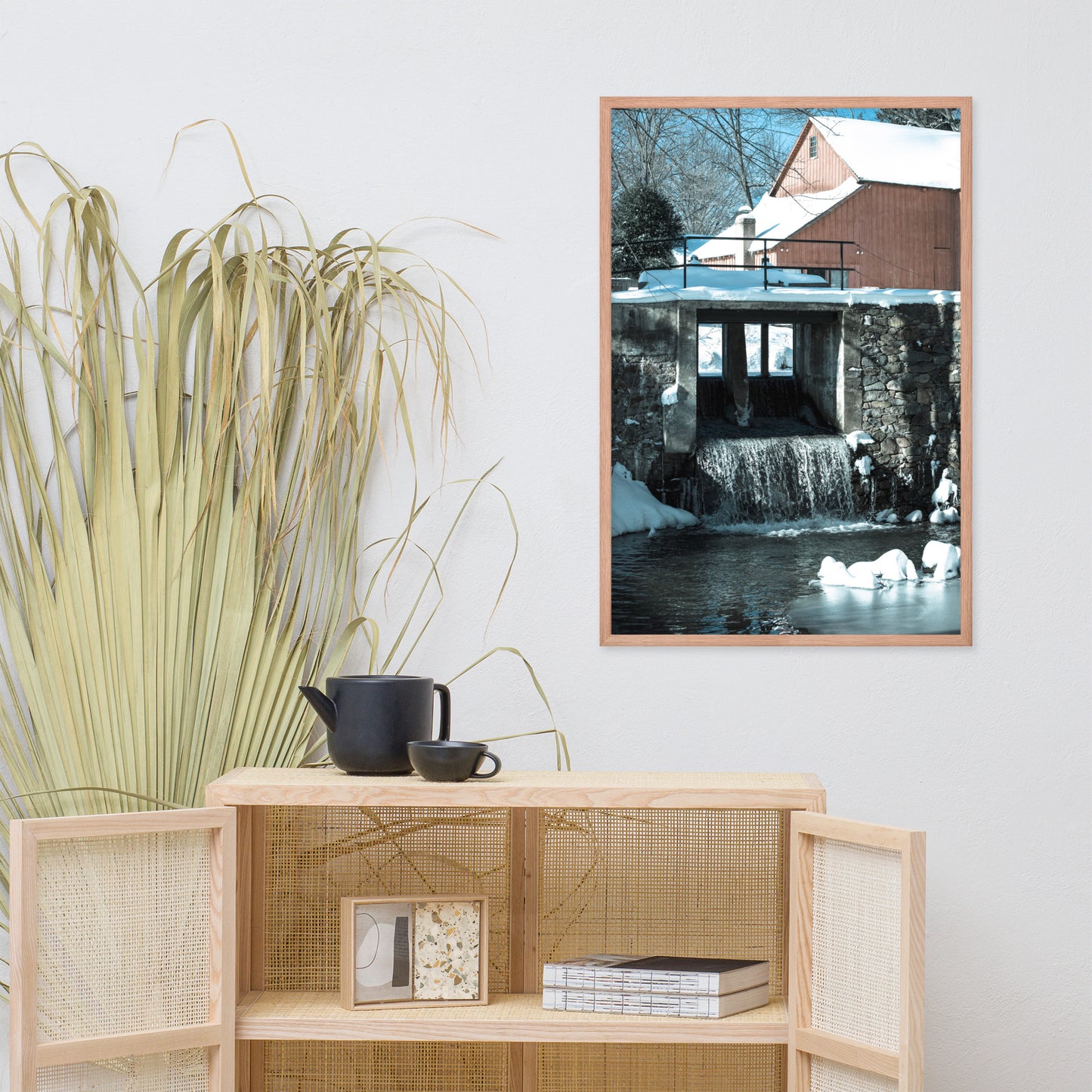 Winter Mill Rural Landscape Framed Photo Paper Wall Art Prints