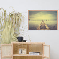 Moody Ocean and Sky Wooden Pier With Intrigued Trance Effects Framed Wall Art Prints